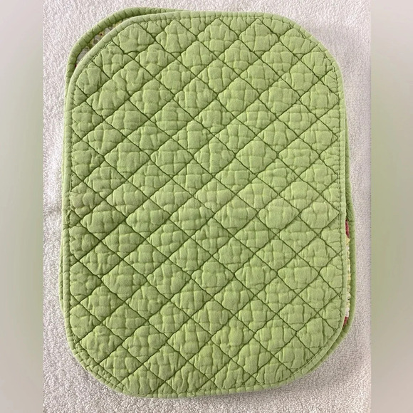 Vintage Quilted Apple Print Green Cream Red Placemats x5 - Picture 7 of 15